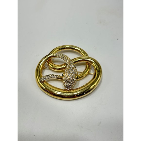 Butler & Wilson Snake Brooch Gold Tone & Rhinestones Pave Designer Signed Pin - Picture 2 of 9